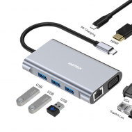 Hub adaptor Motrix USB Type-C la 3xUSB3.0, 1xVGA, 1xGigabit Ethernet RJ45, 1xHDMI, 1xPower Delivery port