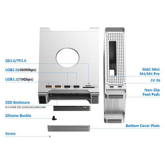 Docking station pentru Mac Mini M4/ M4 Pro, vertical, Motrix
