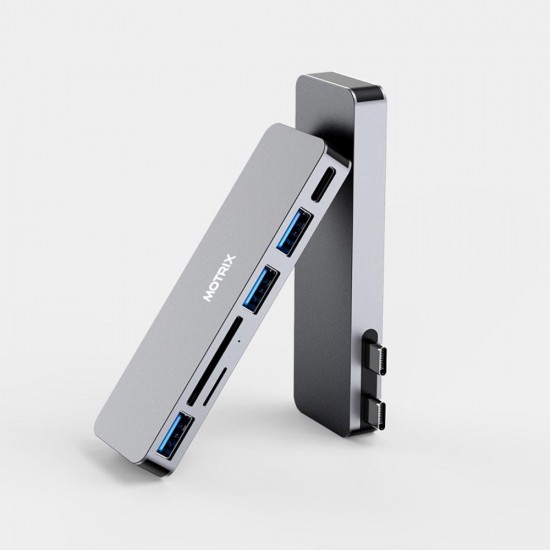 Hub adaptor Motrix® Dual Thunderbolt la 3xUSB 3.0, 1xSD card reader, 1xMicro SD, 1xPower Delivery pentru MacBook Pro / Air